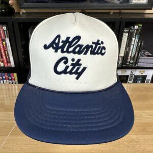 Vintage Atlantic City SnapBack Rope Trucker HatScrip Lettering Foam Mesh Cap